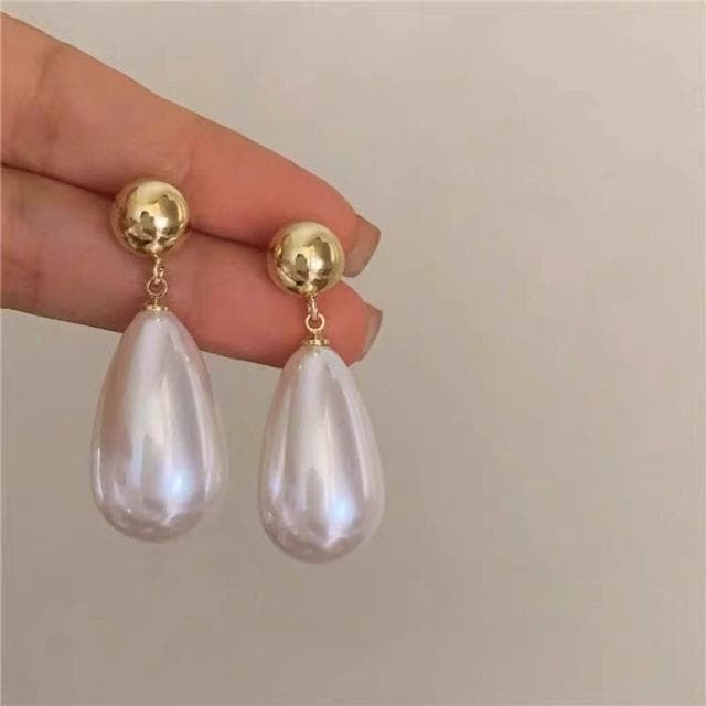 耳環氣質水滴珍珠簡約耳環大氣法式百搭耳飾新娘結婚禮服配飾輕盈精緻輕奢高級韓國不過敏看不膩超閃耳環耳飾飾品配禮服百搭禮物