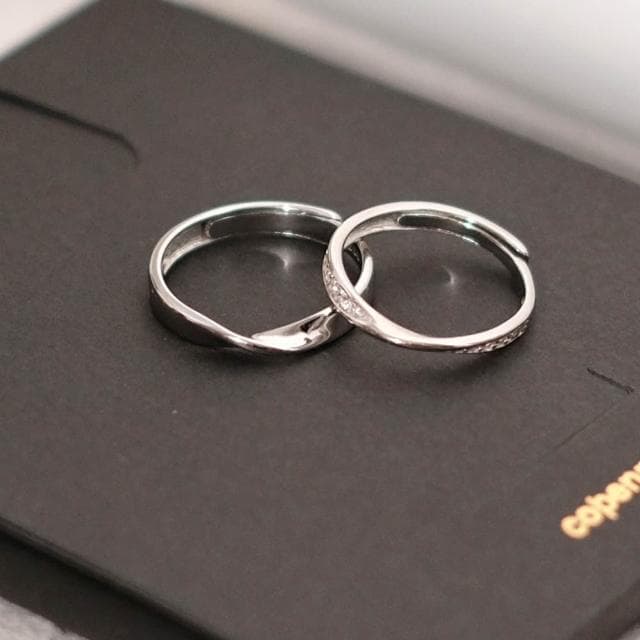 【Porabella】925純銀情侶對戒 莫比烏斯環鋯石情侶戒指 可調開口式對戒 情人節禮物 告白禮物 RINGS  FR275