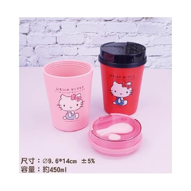【HELLO KITTY】【就是要玩】正版授權 三麗鷗 HELLO KITTY 輕食杯 環保餐具 保溫袋 耐熱 耐冷 凱蒂貓 可微波 加熱 保冷袋