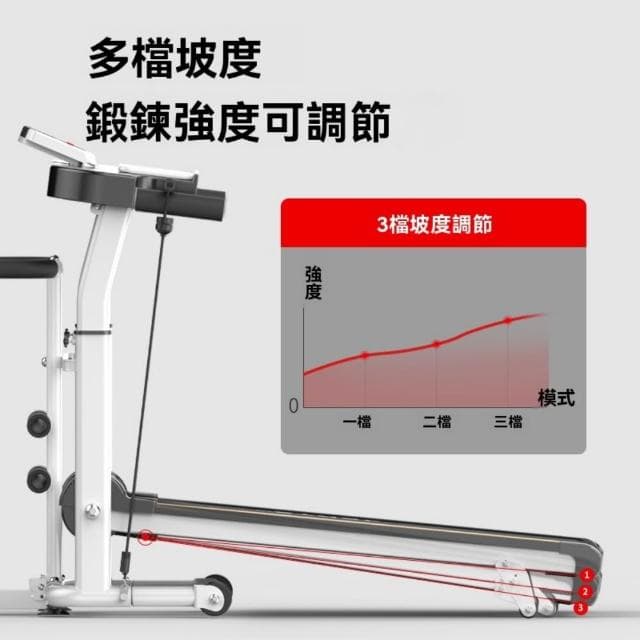 健身跑步機 可折疊機械走步機 室內踏步機健身器 三檔坡度智能調節 無線藍牙音響/智能APP實景【黑色】