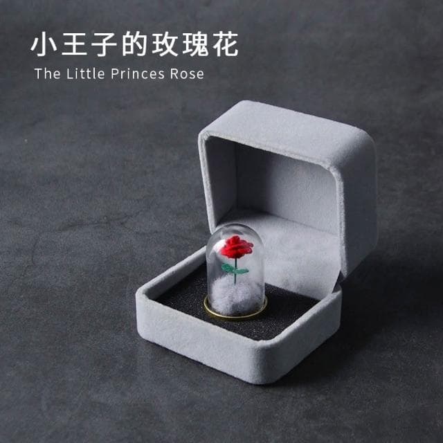 💗七夕情人節情人節禮物小王子系列-戒指盒小王子的玫瑰花玻璃罩玫瑰花生日禮物送女生女朋友創意情侶七夕情人節女
