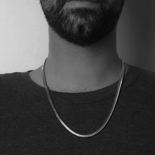 【CReAM】Cedric鈦鋼銀色扁蛇鍊中性男性男項鍊(生日 禮物 送禮 禮盒)