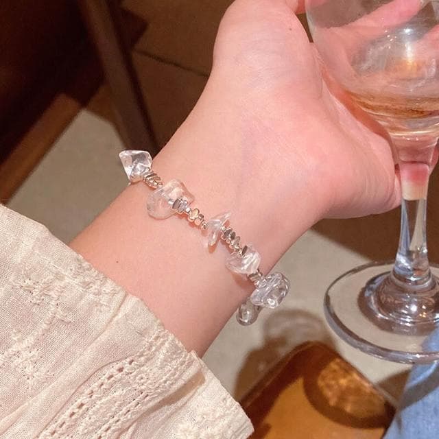 手鏈韓版時尚氣質水晶手鏈女超閃不規則碎銀幾兩手串手飾大方氣質日常通勤防過敏派對約會手鏈輕盈手鏈手環手串手飾簡約百搭高級感