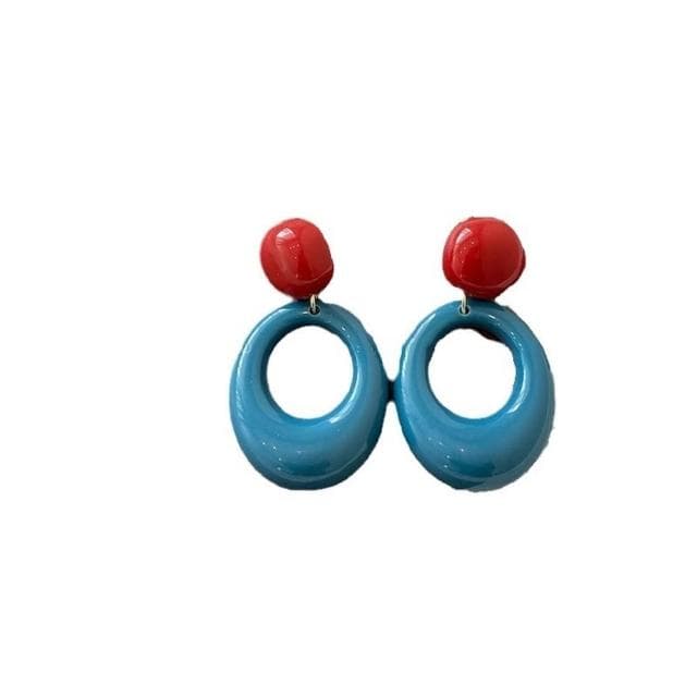 耳環氛圍圓圈撞色耳環女款度假風藍色耳釘小眾設計感誇張耳飾 不過敏看不膩超閃耳環耳飾飾品不褪色百搭禮物輕盈精緻輕奢高級韓國