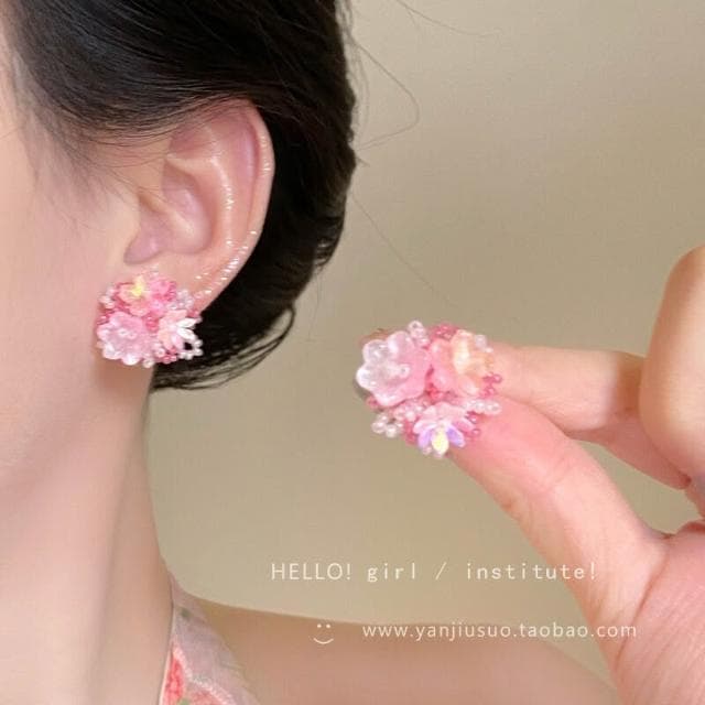 耳環多巴胺彩色花朵耳環女生高級感輕奢小眾耳釘甜美時尚耳飾 不過敏看不膩超閃耳環耳飾飾品不褪色百搭禮物輕盈精緻輕奢高級韓國
