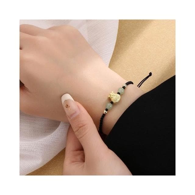 【開運堂】現貨 招財錢袋銅鍍金手工編織手繩招財平安中國風和田玉手飾小眾設計國潮情侶手鍊