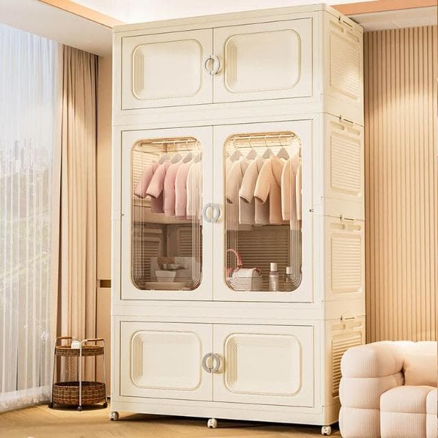 幕辭家居 免安裝90寬寶寶衣櫃兒童衣服收納櫃嬰兒小衣櫥塑料臥室簡易儲物櫃 e6f