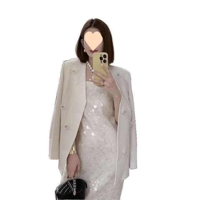 含税 法式小眾吊帶亮片禮服套裝連衣裙高級質感聚會氣質生日派對中長裙