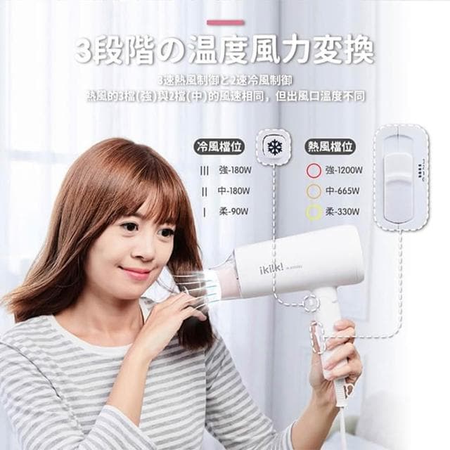 【ikiiki 伊崎】負離子吹風機 吹風機 美髮吹風機 大風量吹風機 可折疊吹風機 便攜吹風機 IK-HD5001 (速達)