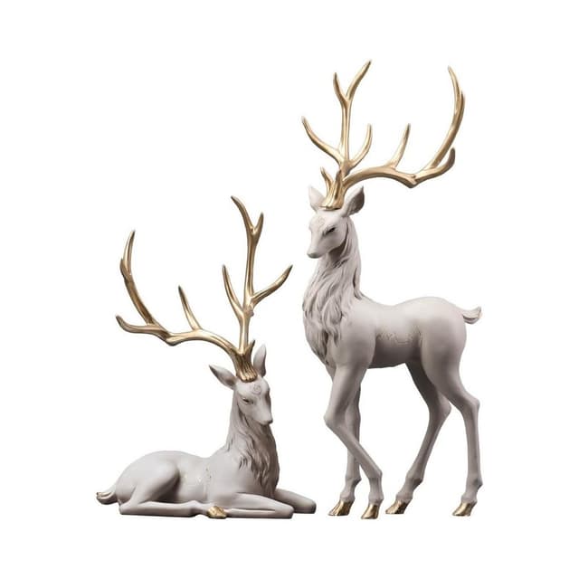 【LEZUN 樂尊】麋鹿擺件玄關家居創意擺設品電視酒櫃裝飾品喬遷新居禮物