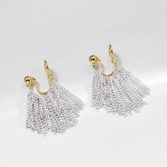 Miss Si【現貨速發】無耳洞耳夾/耳針༟ 璀璨銀河 瀑布耳環 小眾設計 輕奢華麗 高級感流蘇 無痛耳夾 蚊香盤 耳飾