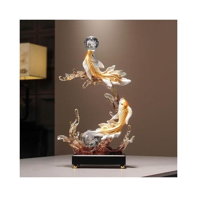  風生水起錦鯉魚擺件 入戶玄關輕奢高檔中式酒櫃裝飾品 喬遷新居禮物