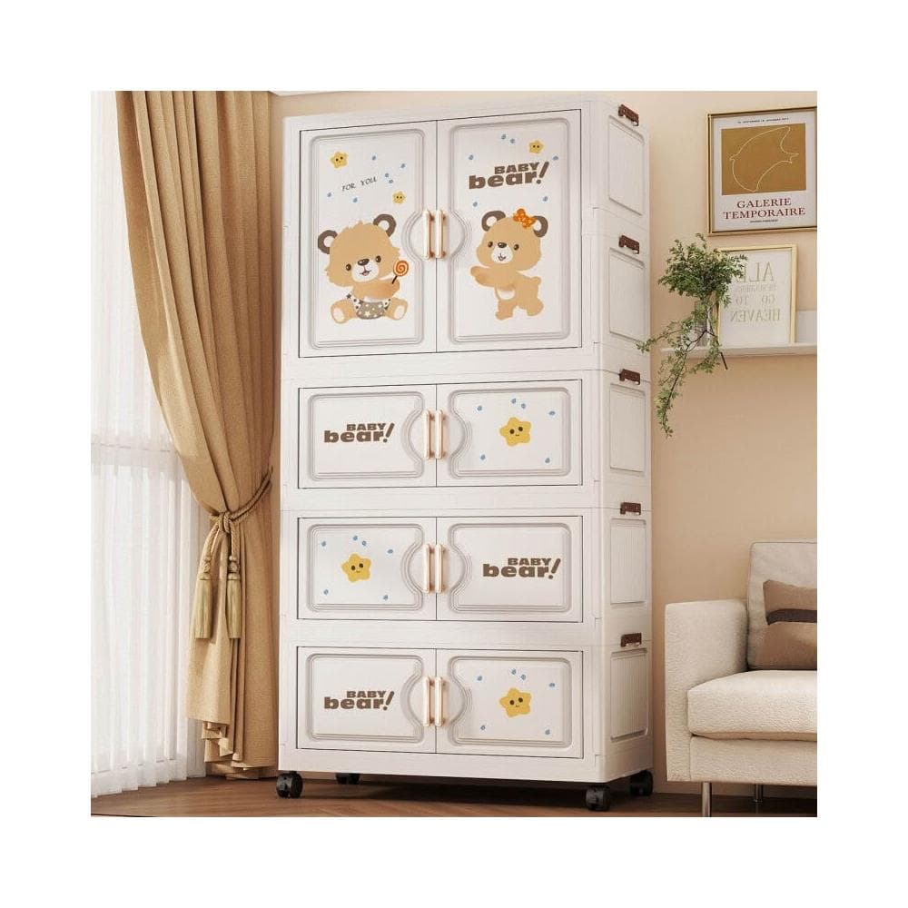 折疊式收納櫃卡通兒童衣櫃家用寶寶簡易小衣櫥嬰兒整理塑料儲物櫃