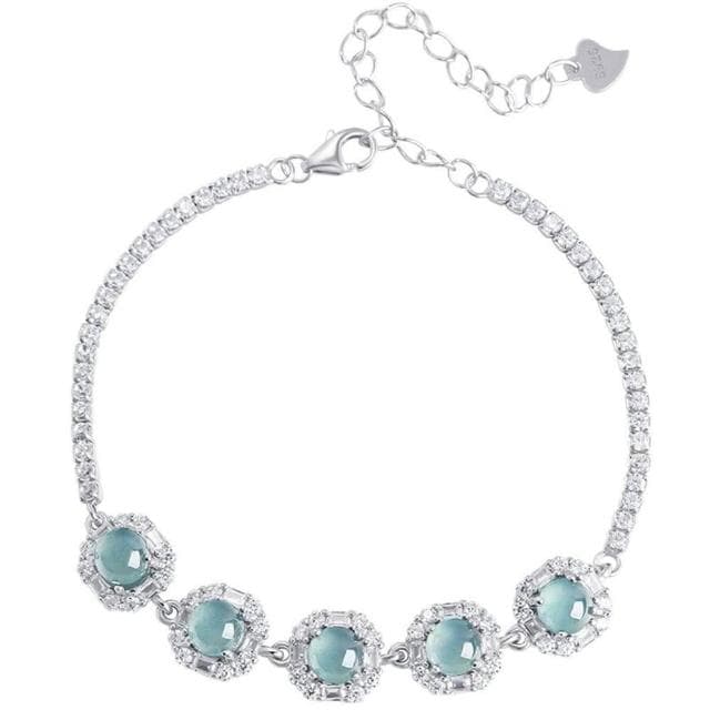 【Paiya 派亞】A貨翡翠藍水蛋面公主手鏈S925銀鑲冰種玉石女款時尚高檔手飾送禮好物/交換禮物