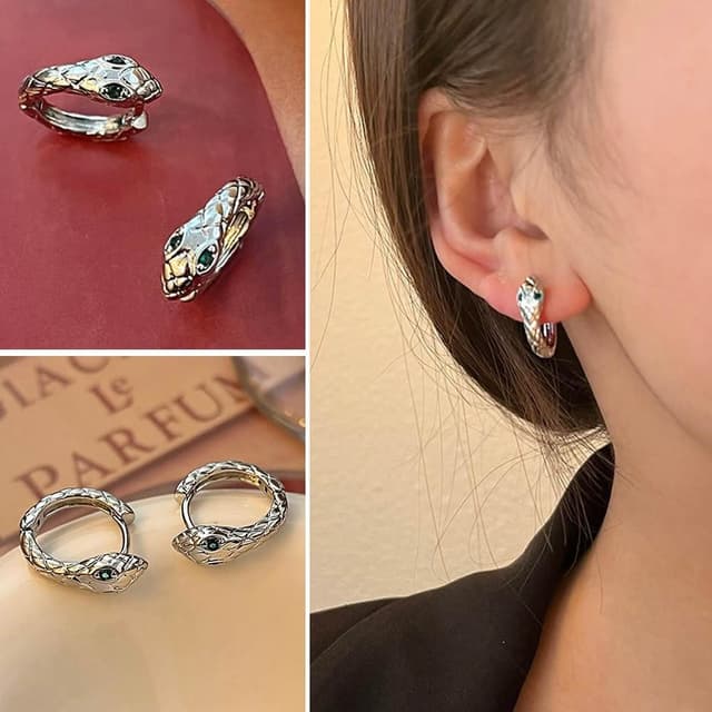 【LEESA】蛇形造型\S999足銀\靈蛇耳環\抗敏耳飾\潮流個性\時尚造型\造型耳飾\耳環男\男生飾品