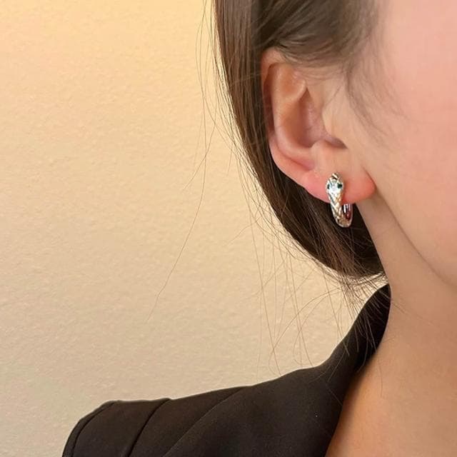 【LEESA】蛇形造型\S999足銀\靈蛇耳環\抗敏耳飾\潮流個性\時尚造型\造型耳飾\耳環男\男生飾品