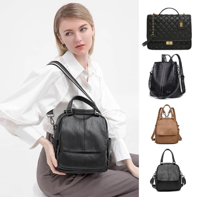 【MoonDy】包包 真皮後背包 輕便後背包 休閒背包 牛皮包包 黑色包包 大容量後背包 旅行包 女生禮物