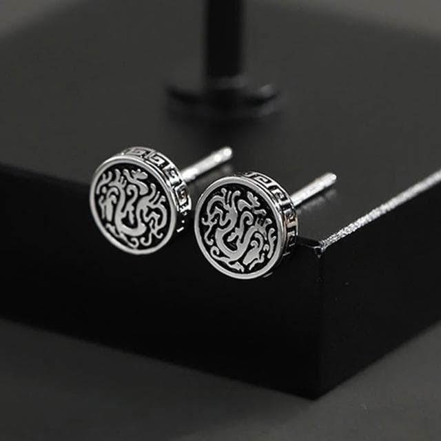 【LEESA】純銀飾品\男款耳環\抗敏銀釘\簡約造型\男士耳釘\質感耳飾\東方設計感\復古氣質\氣質飾品\貼耳耳環