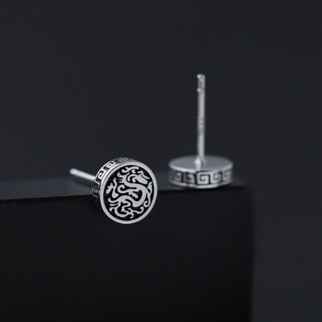 【LEESA】純銀飾品\男款耳環\抗敏銀釘\簡約造型\男士耳釘\質感耳飾\東方設計感\復古氣質\氣質飾品\貼耳耳環