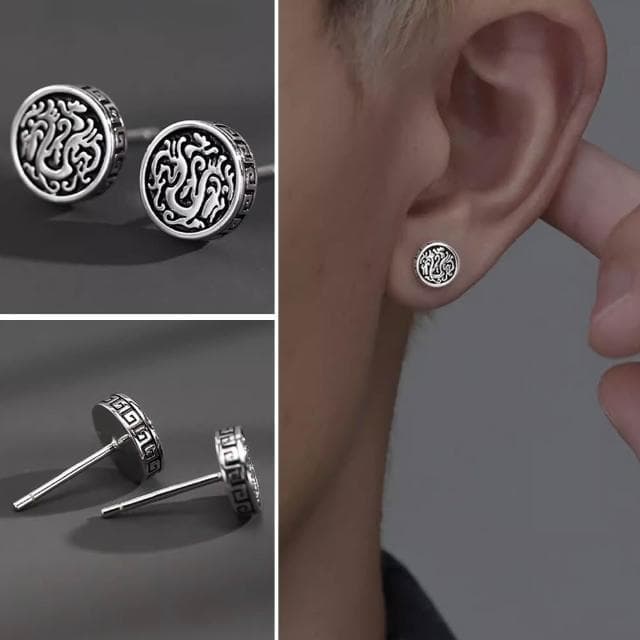 【LEESA】純銀飾品\男款耳環\抗敏銀釘\簡約造型\男士耳釘\質感耳飾\東方設計感\復古氣質\氣質飾品\貼耳耳環