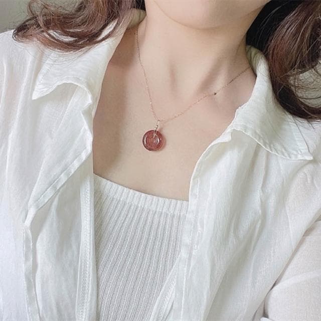 【巴黎精品】現貨+預購 天然草莓晶項鍊女項鍊項鏈鎖骨鏈轉運招財淨化開運情人節禮物配件(飾品a1lh20)