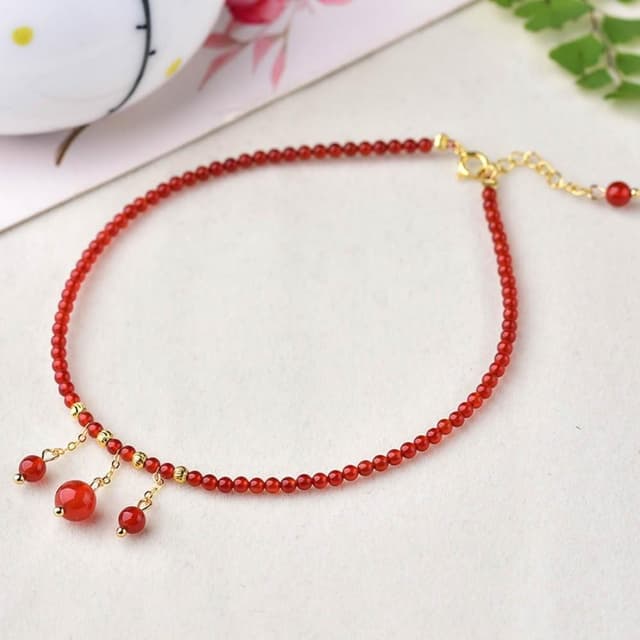 【巴黎精品】現貨+預購 天然瑪瑙腳鍊手鍊腳踝鏈足鏈腳飾手鏈轉運招財淨化開運情人節禮物(飾品a1lh32)