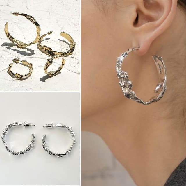 【LEESA】純銀耳針\不規則造型\氣質耳飾\抗敏材質\女生耳飾\復古造型\不規則風格\日常百搭