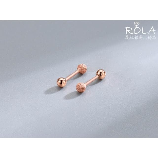 ROLA蘿拉銀飾.飾品 “現貨當天出” //一對價//磨砂珠925純銀螺旋圓珠轉珠鎖珠耳針耳環 圓球.