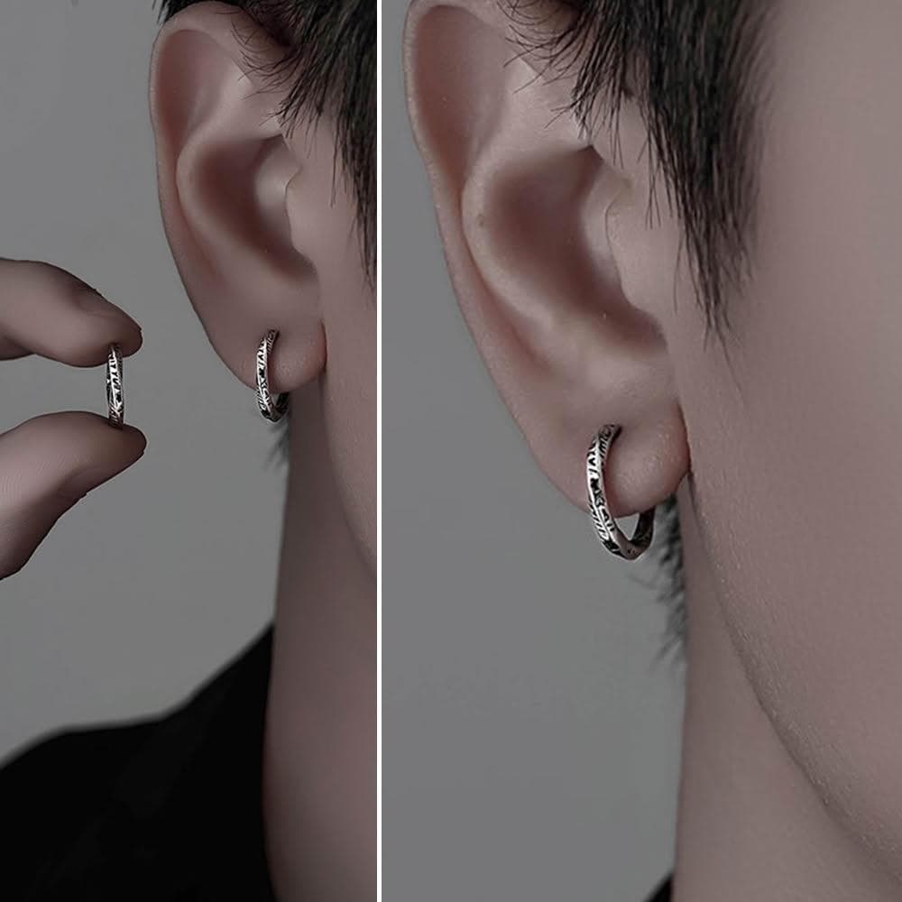 【EMMA SUE】質感銀飾 耳扣造型 莫比烏斯 男士耳環 氣質百搭款 男用耳環 百搭飾品 S925銀 冷調簡約風 素面耳環