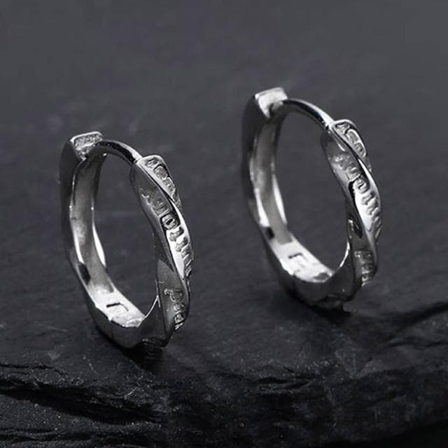 【EMMA SUE】質感銀飾 耳扣造型 莫比烏斯 男士耳環 氣質百搭款 男用耳環 百搭飾品 S925銀 冷調簡約風 素面耳環