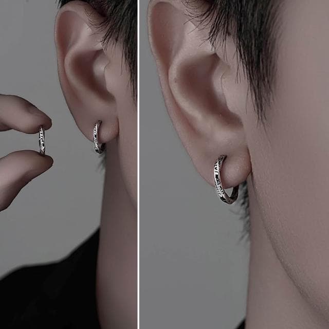 【EMMA SUE】質感銀飾 耳扣造型 莫比烏斯 男士耳環 氣質百搭款 男用耳環 百搭飾品 S925銀 冷調簡約風 素面耳環