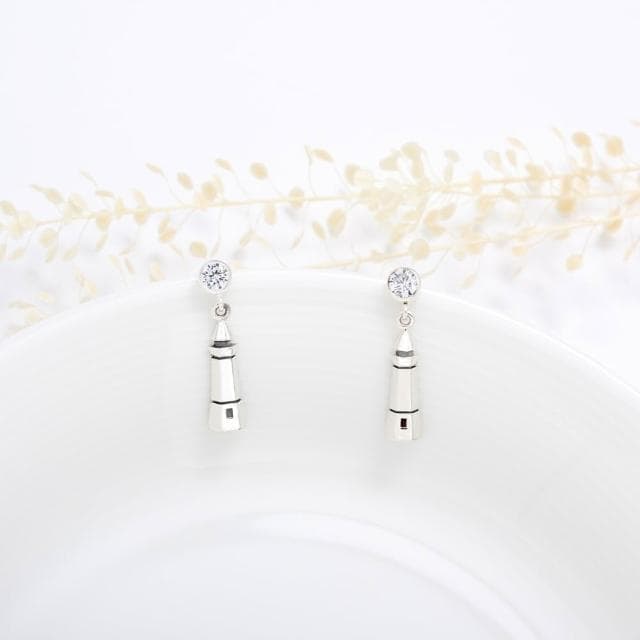 【Angel & Me】希望 燈塔 s925 純銀 單鑽 耳環 耳夾 情人節禮物