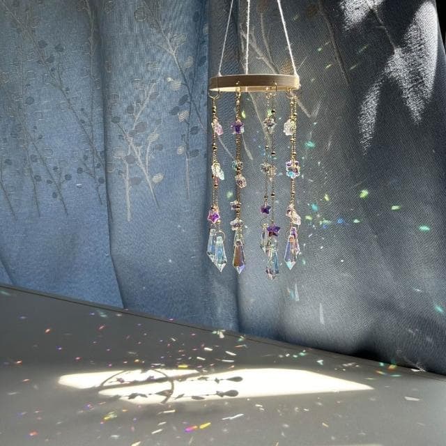 手工水晶掛件 太陽捕手風鈴 臥室窗戶生日禮物掛件 夢幻彩虹光影