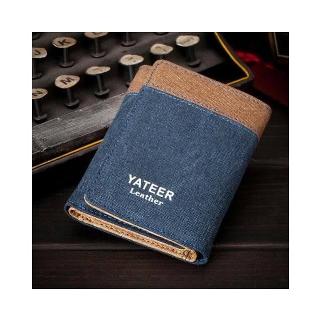 男士錢包短款三折帆布學生小錢包卡包牛仔錢包時尚休閒多卡位軟皮夾零錢包 商務中青年卡扣零錢包票夾 男生錢夾 皮夾台灣88