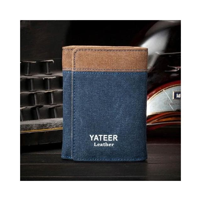 男士錢包短款三折帆布學生小錢包卡包牛仔錢包時尚休閒多卡位軟皮夾零錢包 商務中青年卡扣零錢包票夾 男生錢夾 皮夾台灣88