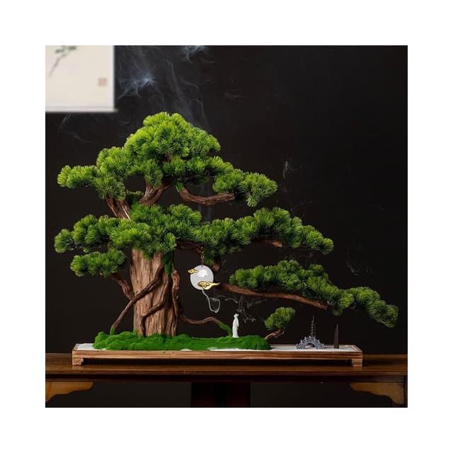 百信百貨 免運 仿真迎客松盆景玄關客廳擺件羅漢松盆栽大型綠植物假松樹造景