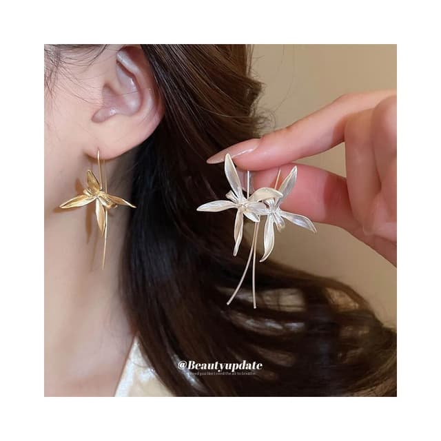 耳環超仙鸢尾花花朵耳環時尚百搭耳墜氣質優雅通勤耳飾輕奢高級感輕盈精緻輕奢高級韓國不過敏看不膩超閃耳環耳飾禮服配飾百搭禮物