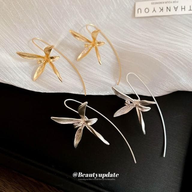 耳環超仙鸢尾花花朵耳環時尚百搭耳墜氣質優雅通勤耳飾輕奢高級感輕盈精緻輕奢高級韓國不過敏看不膩超閃耳環耳飾禮服配飾百搭禮物