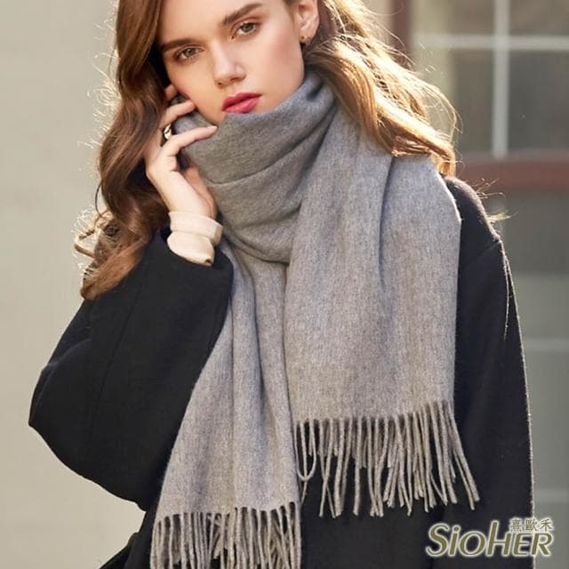 【SiOHER 熹歐禾】◆現貨 單套組 內蒙古粗紡小羊羔毛披肩圍巾/羊毛/毛毯/保暖圍巾