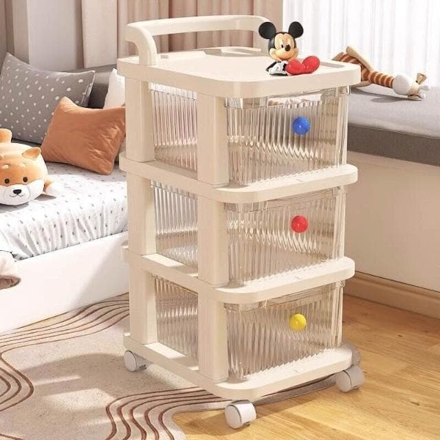 小推車置物架落地可移動客廳臥室床邊嬰兒用品多層寶寶零食收納架