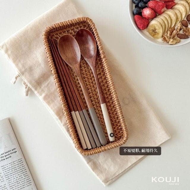 【KOUJI】木質餐具組 餐具組 環保餐具 湯匙 筷子 勺筷 木頭餐具 木餐具 木湯匙 木質 仿木餐具 木筷