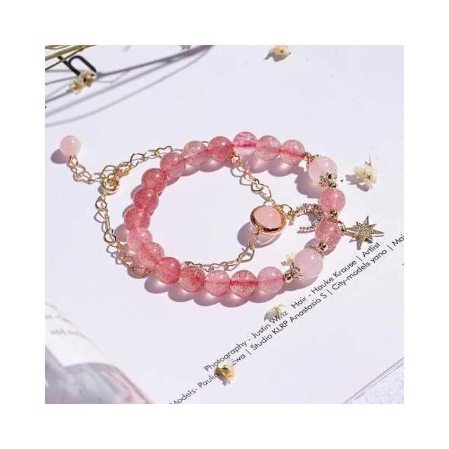 手鍊女星月ins小眾設計手飾草莓晶手串學生七夕情人節禮物送女友-A63