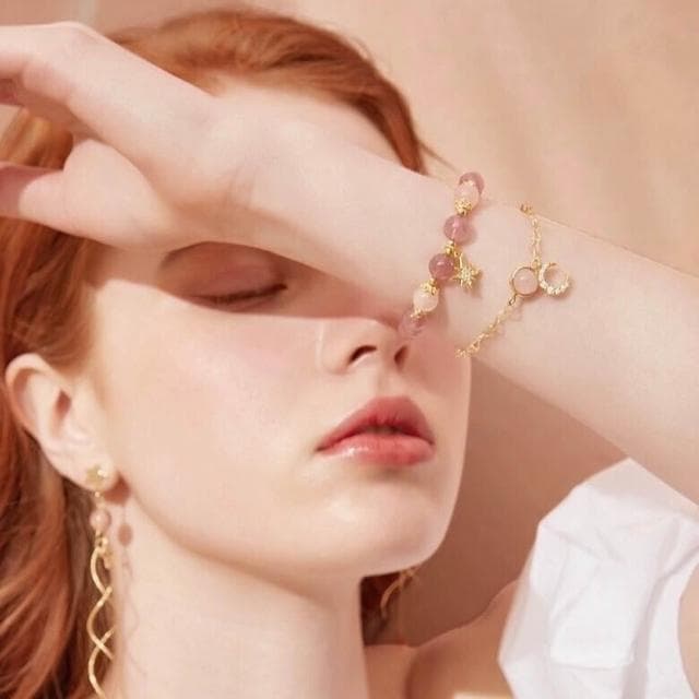 手鍊女星月ins小眾設計手飾草莓晶手串學生七夕情人節禮物送女友-A63