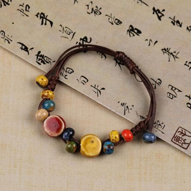 手鍊陶瓷手串凱蒂可愛貓貓陶瓷手鏈飾品學生手編繩手串擺攤手鏈時尚百搭手鏈手環手鐲可調整大小精緻甜美手鍊情侶手繩送禮禮物