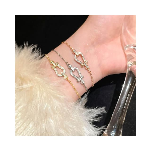 手鍊輕奢風馬蹄扣锆石手鏈女小眾設計高級感手飾ins學生閨蜜手鏈時尚百搭手鏈手環手鐲可調整大小精緻甜美手鍊情侶手繩送禮禮物