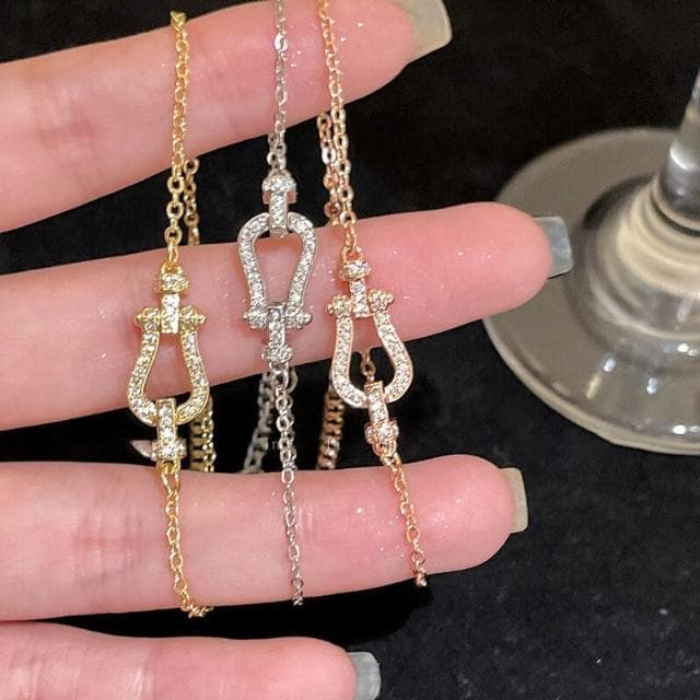 手鍊輕奢風馬蹄扣锆石手鏈女小眾設計高級感手飾ins學生閨蜜手鏈時尚百搭手鏈手環手鐲可調整大小精緻甜美手鍊情侶手繩送禮禮物