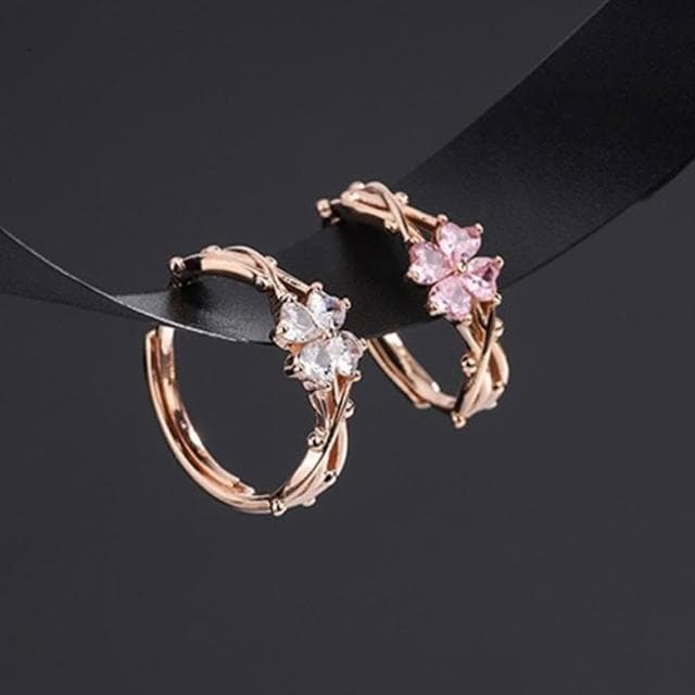 【MoonDy】999 純銀 荊棘戒指 四葉草 開口 戒指女 指環 高級感 可調節戒指 食指戒 鋯石 小眾設計 情侶戒指