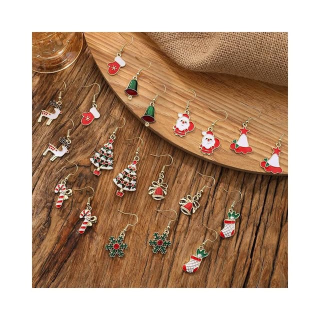 耳環聖誕老人雪花耳環 拐杖糖鈴铛麋鹿耳飾聖誕帽耳墜耳環耳釘耳飾女生耳環法式耳環流行百搭耳釘生日禮物貼耳耳環