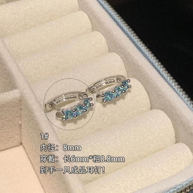 買一送一耳環钛鋼銅鑲鉆直桿三锆石耳扣8mm內徑耳圈女小眾設計個性耳環耳環耳釘耳飾女生耳環法式耳環流行耳釘生日禮物貼耳耳環