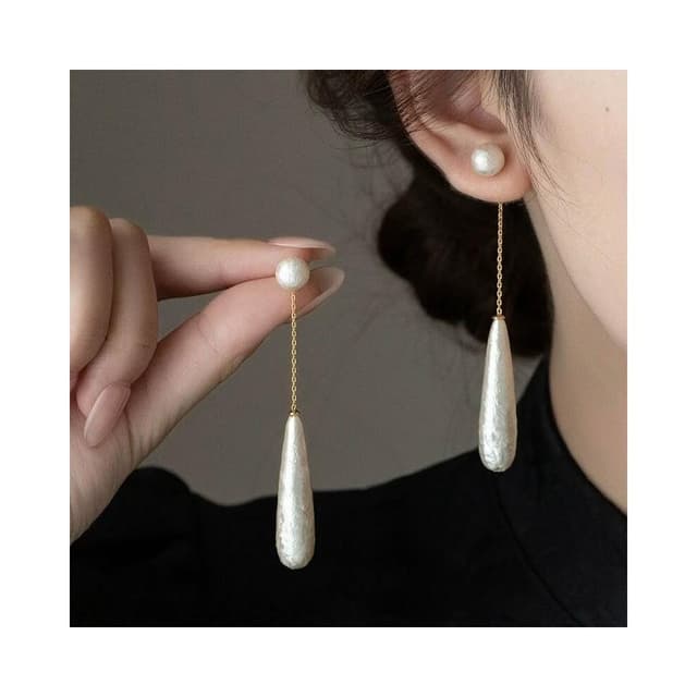 耳環法式優雅美學~紋理水滴珍珠耳環女小眾設計高級感兩戴式耳釘耳飾耳環耳釘耳飾女生耳環法式耳環流行百搭耳釘生日禮物貼耳耳環